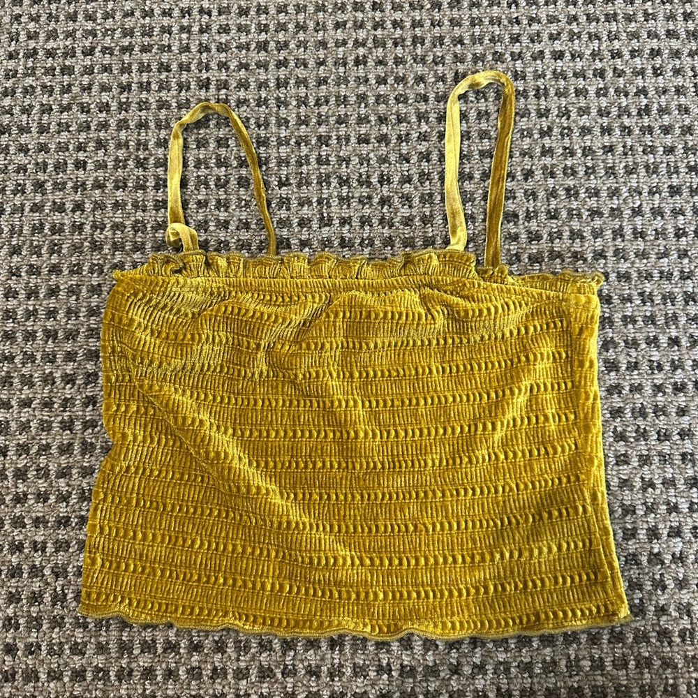Yellow Smocked Ripped Womens Top
